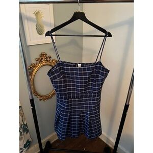 H&M Divided Blue Plaid Tartan Mini Dress Schoolgirl Size XL